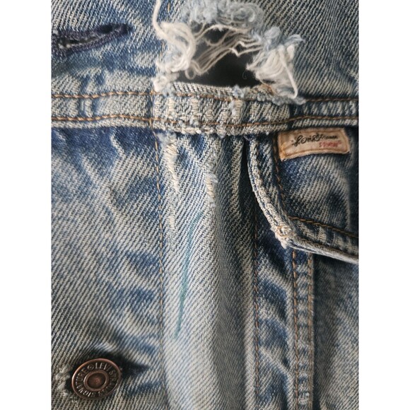 Levi Strauss Signature Jean Denim Tattered Jacket Size L - Picture 8 of 9